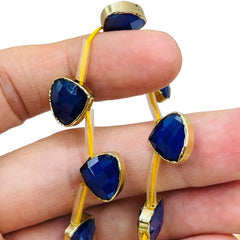 13x12mm Pear Gold Edge Sapphire Jade