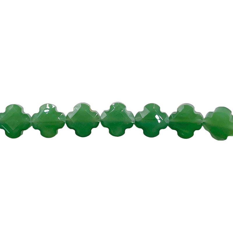 8mm Clover Glass Crystal Dark Green Jade