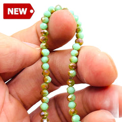 4mm Thunder Polish Glass Crystal Roundel Olive Green Jade MG