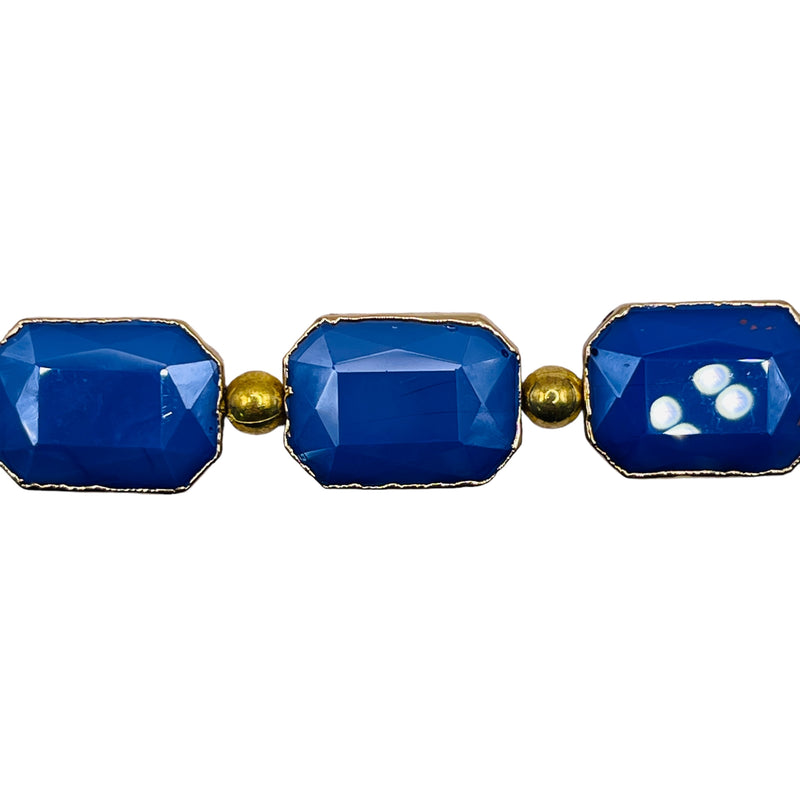 18x13mm Rectangle Gold Edge Lt. Sapphire