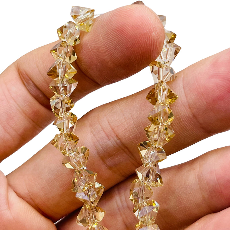 8mm Triangle Glass Crystal Silver Champagne