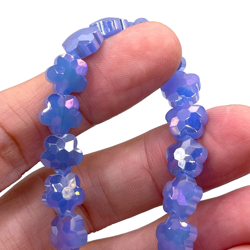 10mm Flower Glass Crystal Sapphire Jade GA