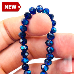 6mm Thunder Polish Glass Crystal Roundel Dk. Sapphire BL