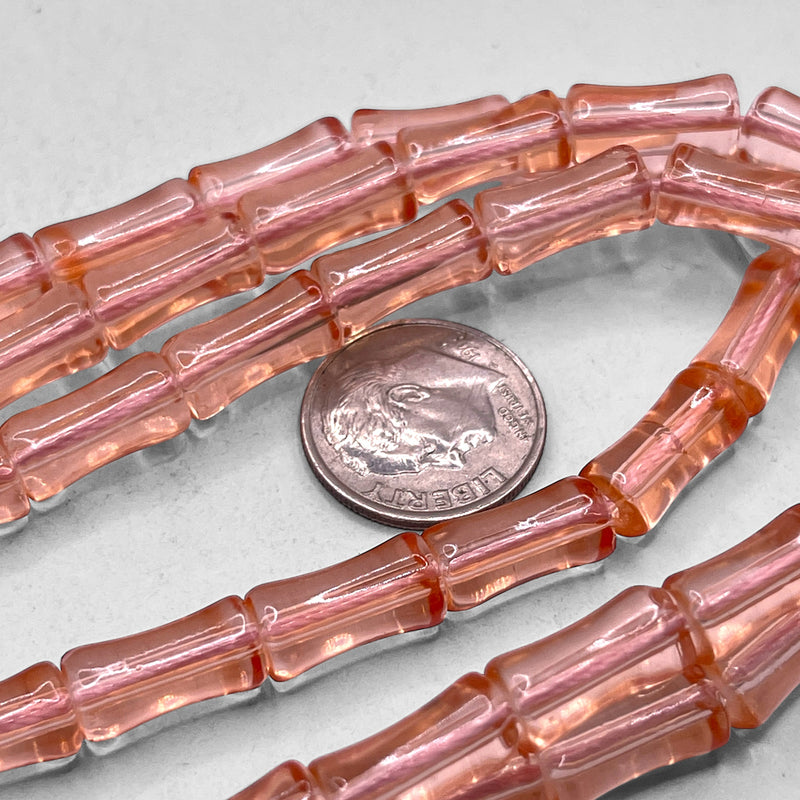 12x6mm Bamboo Glass Crystal Peach