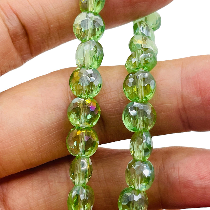 8mm Coin Glass Crystal Chrysolite AB