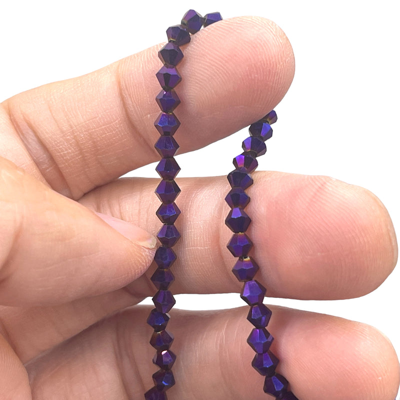 4mm Thunder Polish Glass Crystal Bicone Purple Light