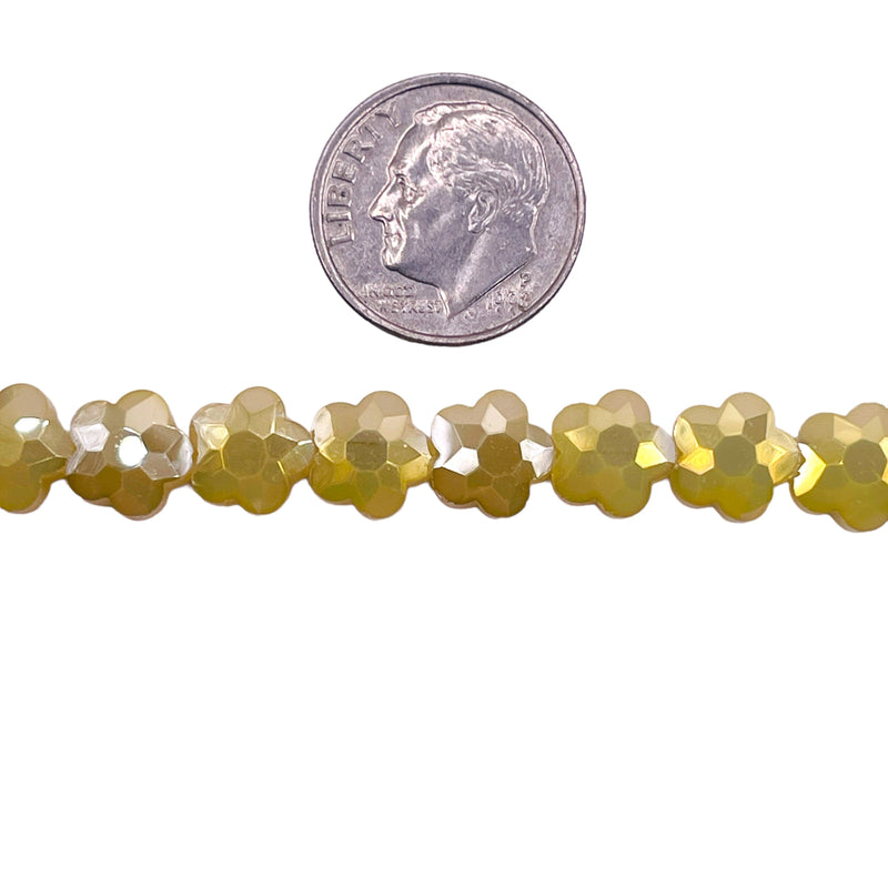 8mm Flower Glass Crystal Yellow Jade