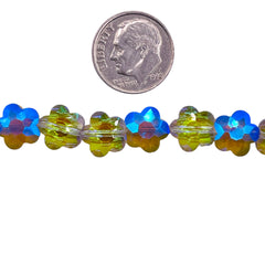 10mm Flower Glass Crystal Green Blossom