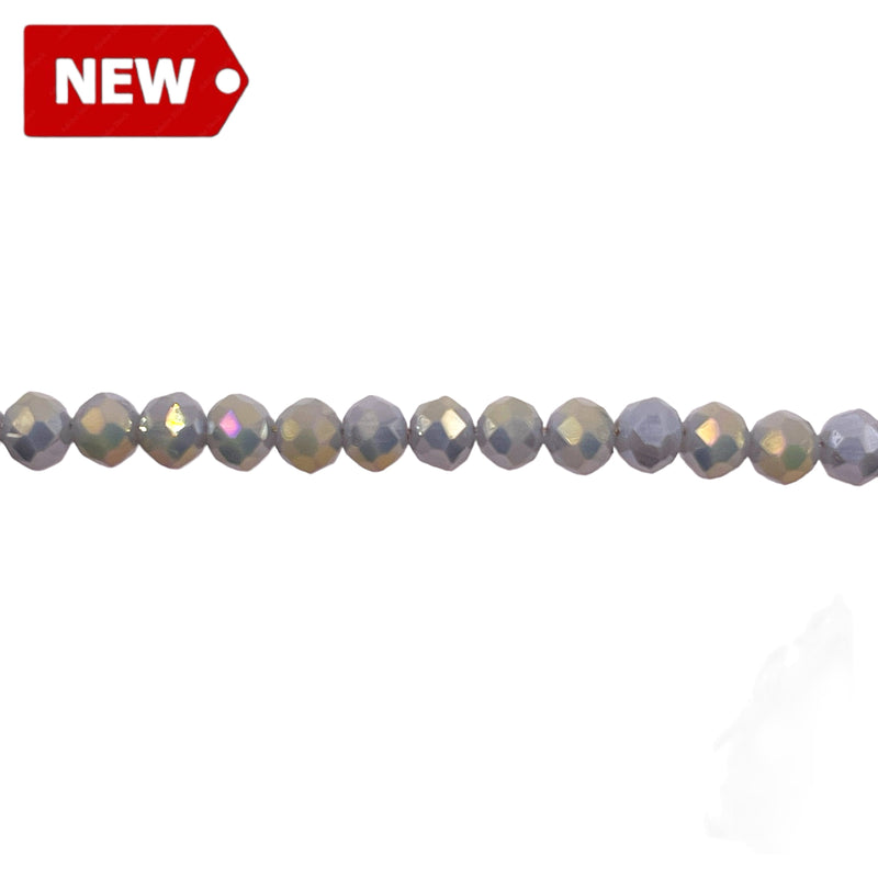 4mm Thunder Polish Glass Crystal Roundel Gray Gold