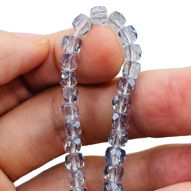 5mm Cube Glass Crystal Gray Blue