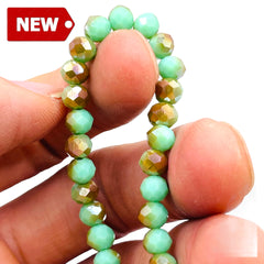 6mm Thunder Polish Glass Crystal Roundel Olive Green Jade MG