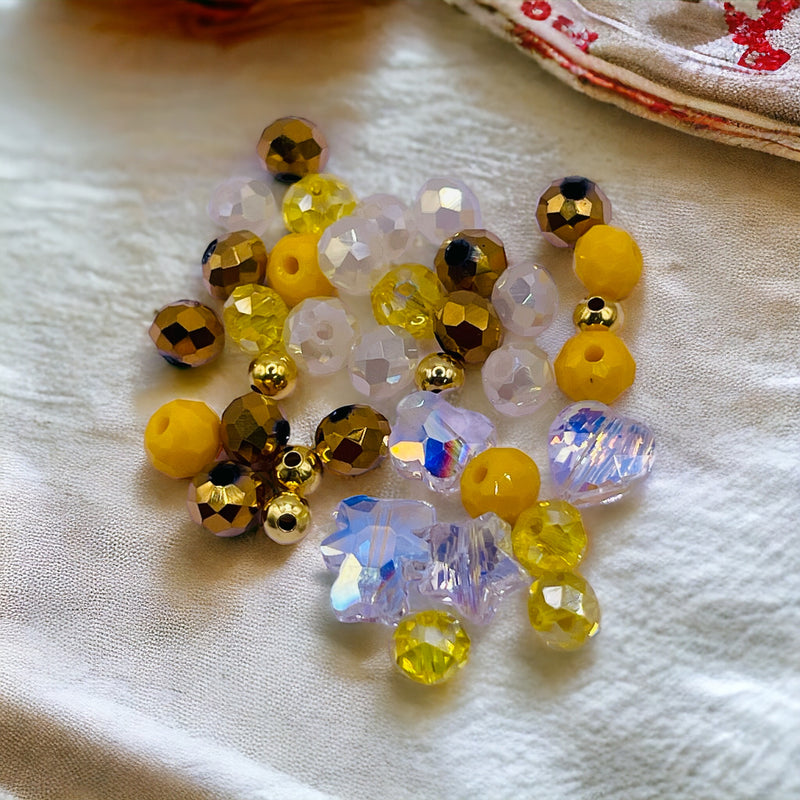 Thunder Polish Glass Crystal Gold Banana Bead Kits