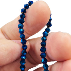 4mm Thunder Polish Glass Crystal Bicone Blue Light