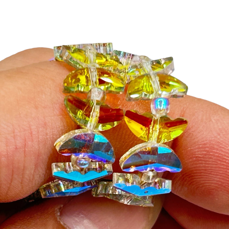 10x4mm Butterfly Wing Glass Crystal Green Blossom