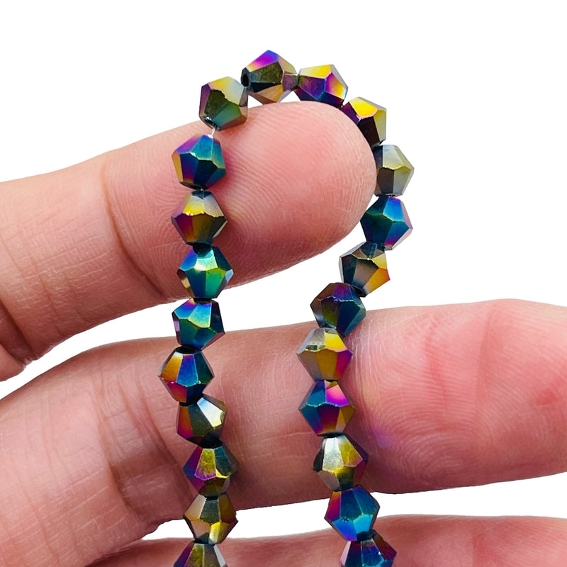 6mm Thunder Polish Glass Crystal Bicone Rainbow