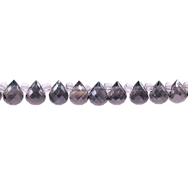 6x4mm Teardrop Glass Crystal Half Silver