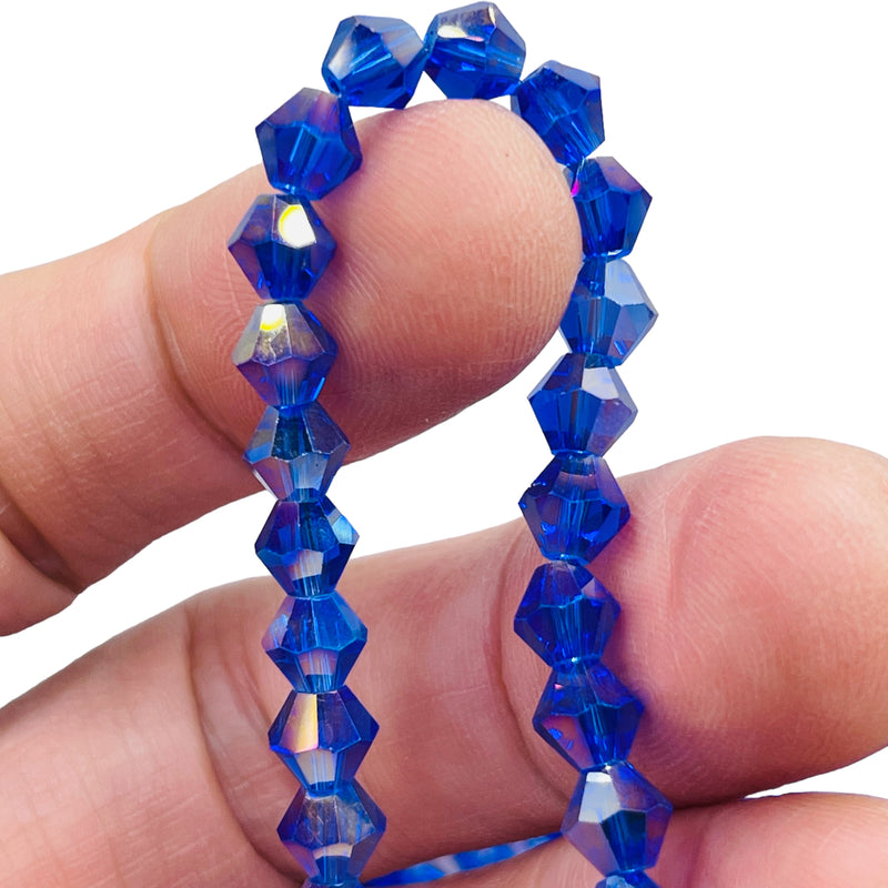 6mm Thunder Polish Glass Crystal Bicone Dk. Sapphire AB