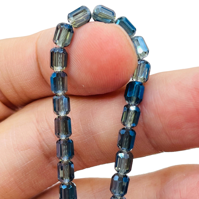 5X4mm Cylinder Glass Crystal Magic Blue