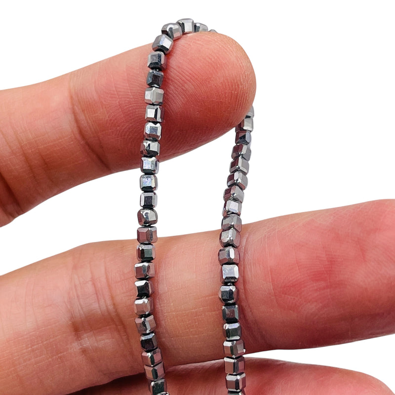 2.5mm Cube Hematite Rhodium