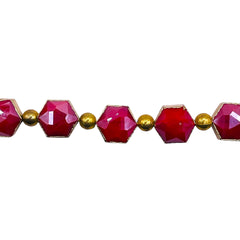 12x11mm Hexagon Gold Edge Ruby Jade