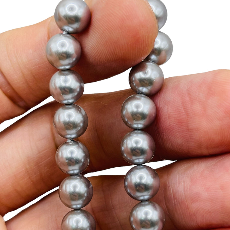 8mm Round Shell Pearl Gray