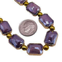 14x10mm Rectangle Gold Edge Lavender Jade