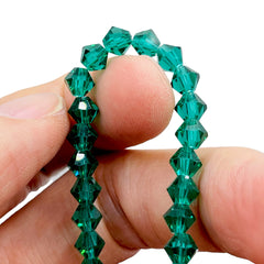 6mm Thunder Polish Glass Crystal Bicone Green Zircon