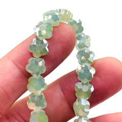 8mm Flower Glass Crystal Green Jade AB