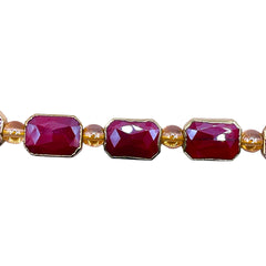 14x10mm Rectangle Gold Edge Ruby Jade