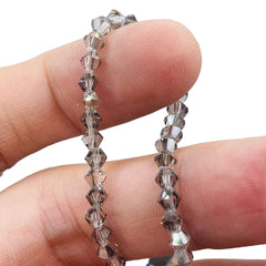 4mm Thunder Polish Glass Crystal Bicone Silver Gray Bottle