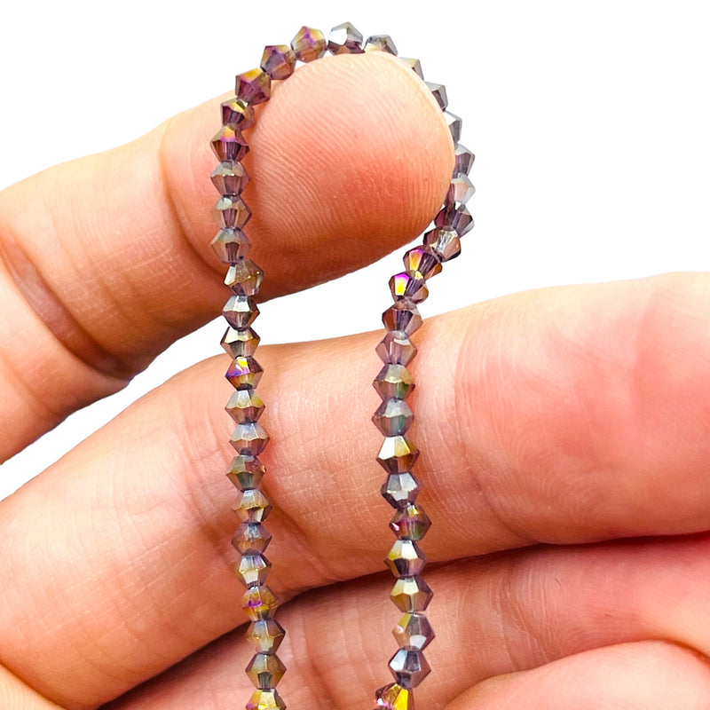 3mm Thunder Polish Glass Crystal Bicone Med. Amethyst AB