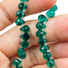 8x6mm Teardrop Glass Crystal Green Zircon