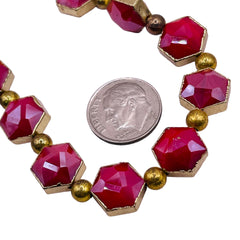 12x11mm Hexagon Gold Edge Ruby Jade