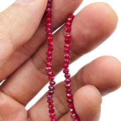 3mm Thunder Polish Glass Crystal Roundel Cut Ruby Jade Shine