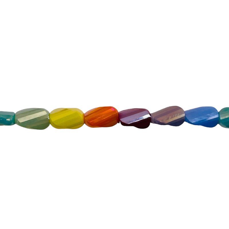 7x4mm Oval Twisted Glass Crystal Rainbow