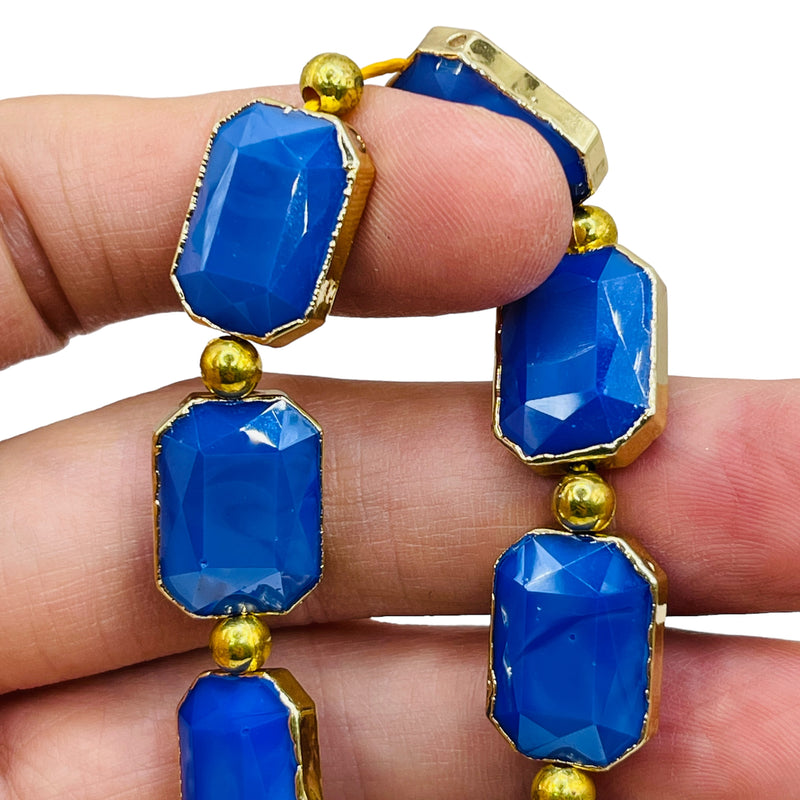 18x13mm Rectangle Gold Edge Lt. Sapphire