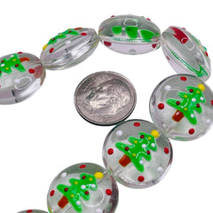 18mm Coin Lampwork Glass Christmas Tree