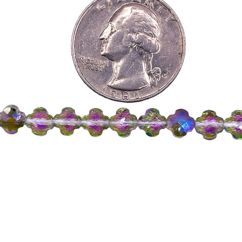 6mm Clover Glass Crystal Magic Purple