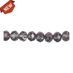 8mm Thunder Polish Glass Crystal Roundel Cut Half Hematite