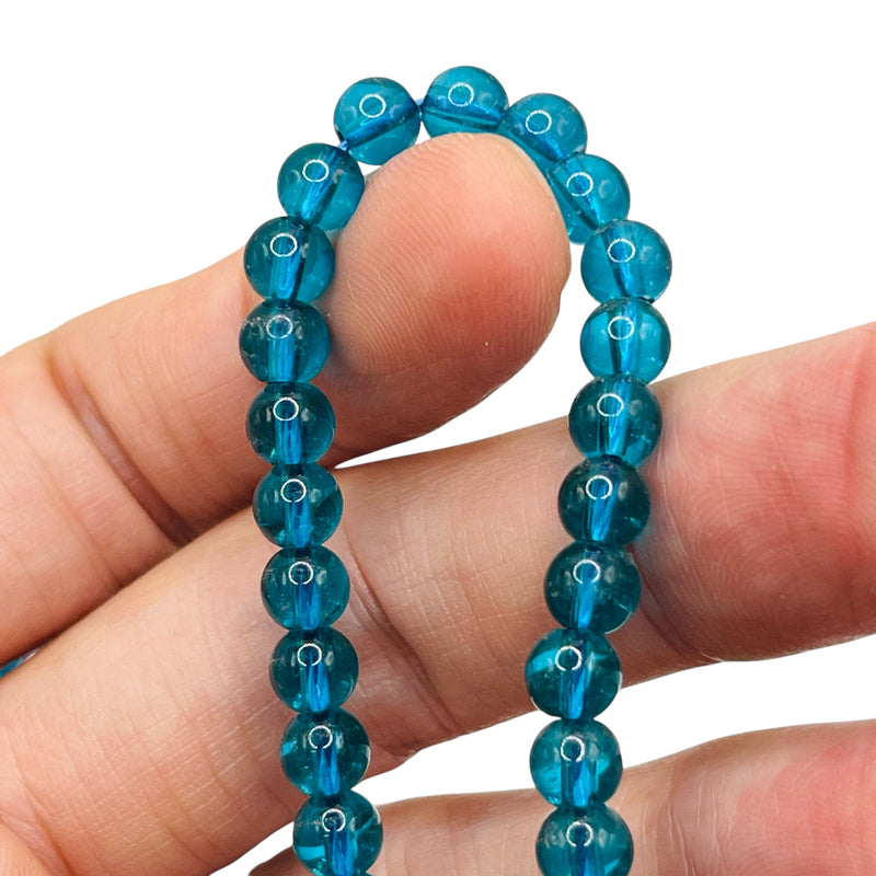 6mm Thunder Polish Round Blue Zircon Dyed