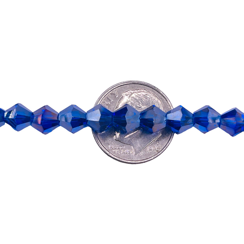 6mm Thunder Polish Glass Crystal Bicone Dk. Sapphire AB