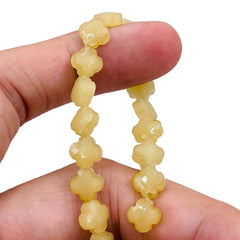 8mm Clover Glass Crystal Lt. Yellow Jade