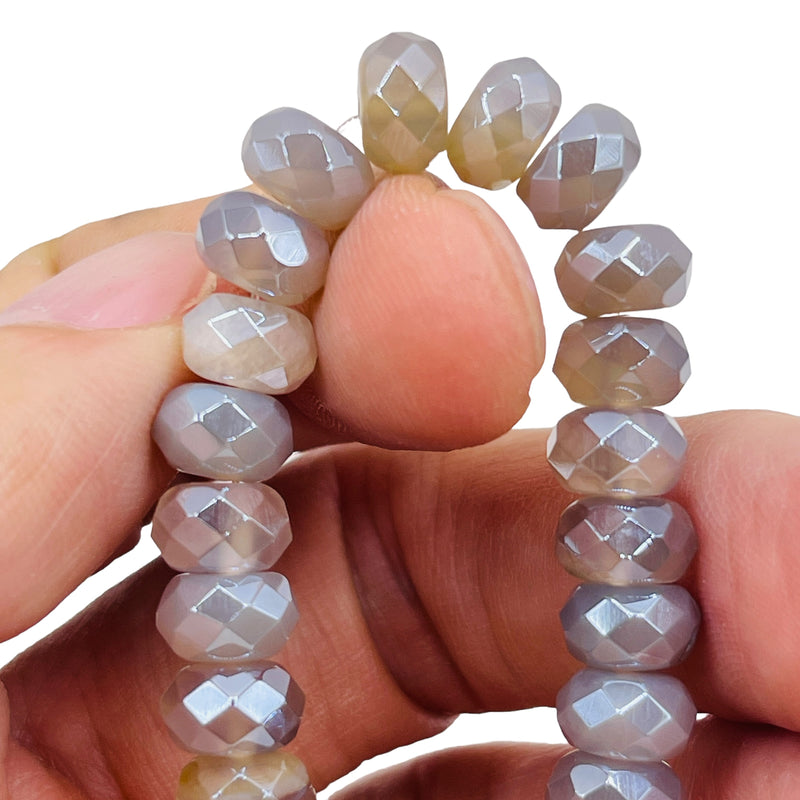 8x5mm Roundel Cut Gray Agate Super AB