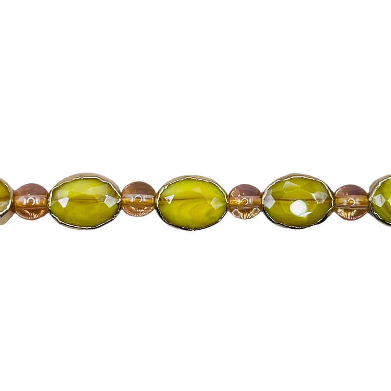 12x9mm Oval Gold Edge Yellow Jade