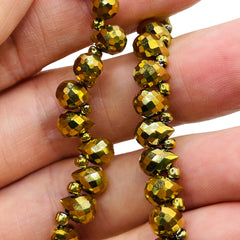 8x6mm Teardrop Glass Crystal Gold