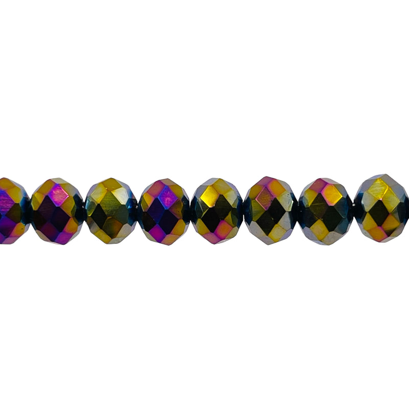 8mm Thunder Polish Glass Crystal Roundel Cut Rainbow