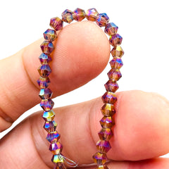 4mm Thunder Polish Glass Crystal Bicone Med. Amethyst AB