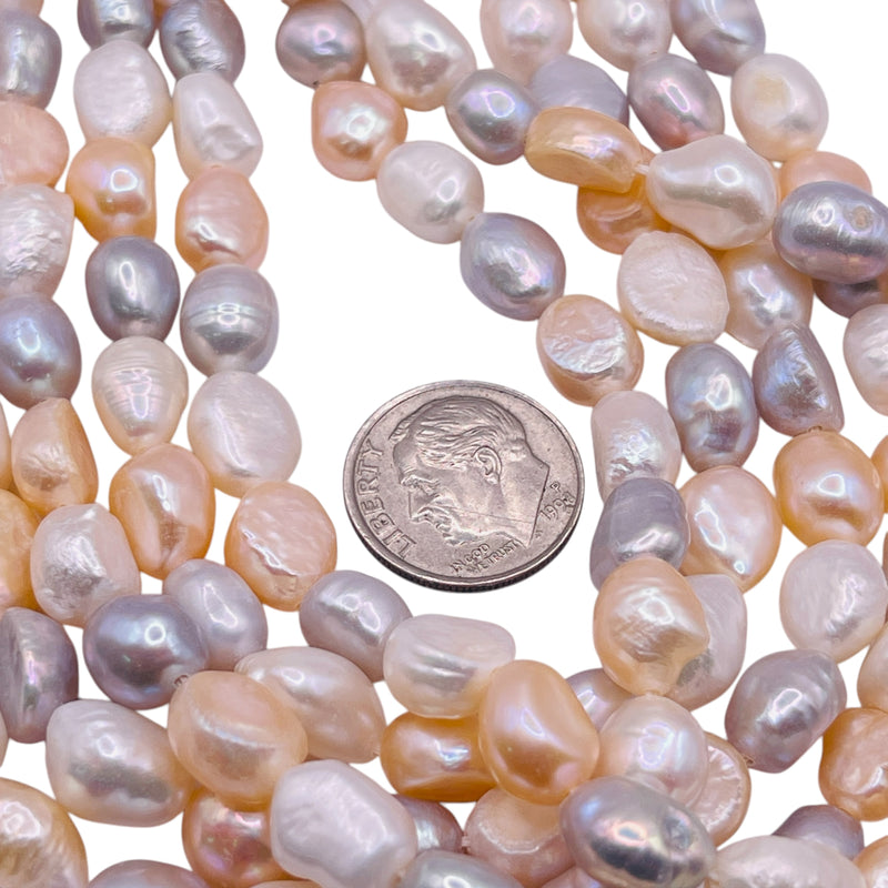 Fresh Water Pearl Button 8 to 9mm Mixed