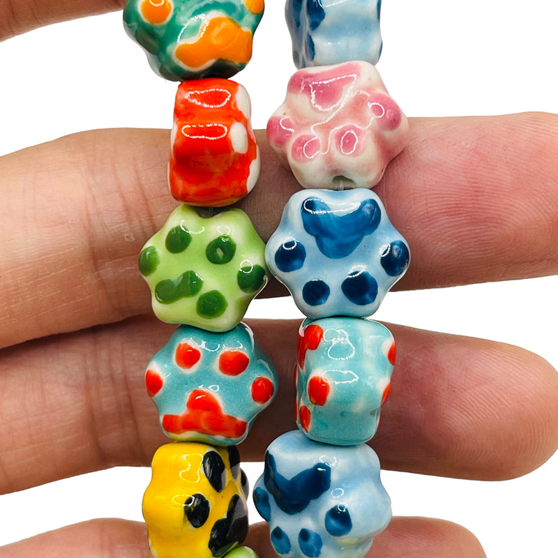 15mm Puppy Paw Handmade Ceramic Rainbow