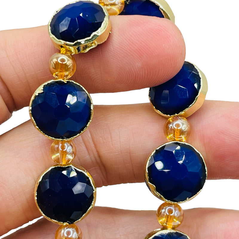 14mm Coin Gold Edge Sapphire Jade